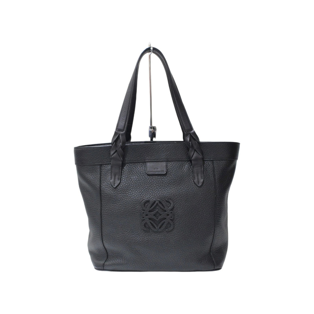 LOEWE Fusta Tote Bag Anagram Black Red Leather Handbag